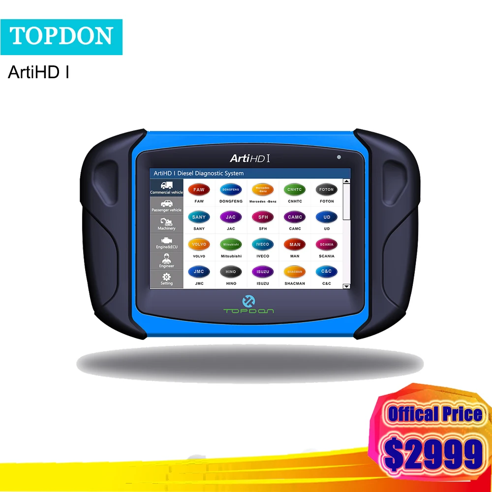 

Automotive TOPDON ARTIHD I Heavy Duty Diagnostic Scan Tool for Truck /Commercial vehicles with ECU Reprogram/Calibration