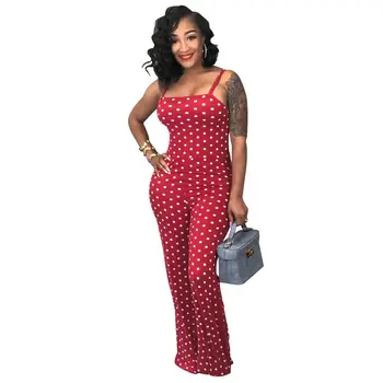 

Women Jumpsuit Romper Summer Sleeveless Strap Dot Playsuit Clubwear One Piece Trousers Pants Outfit
