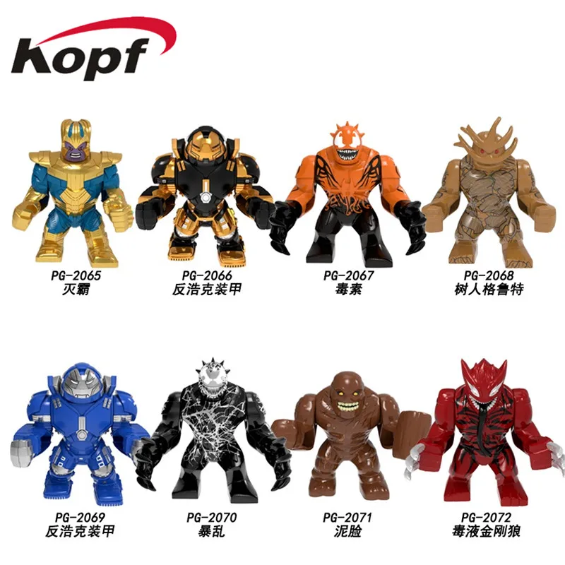 

Single Sale Building Blocks Super Heroes Big Size Thanos Hulkbuster Venom Aleskse Action Figures For Children Toys PG8242