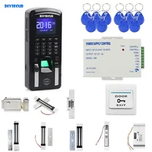 DIYSECUR TCP/IP USB Fingerprint RFID Password Keypad Door Access Control System + Power Supply + Door Lock Magnetic Lock Kit zk scr100 rfid card capacity tcp ip scr100 door access control rfid access control system