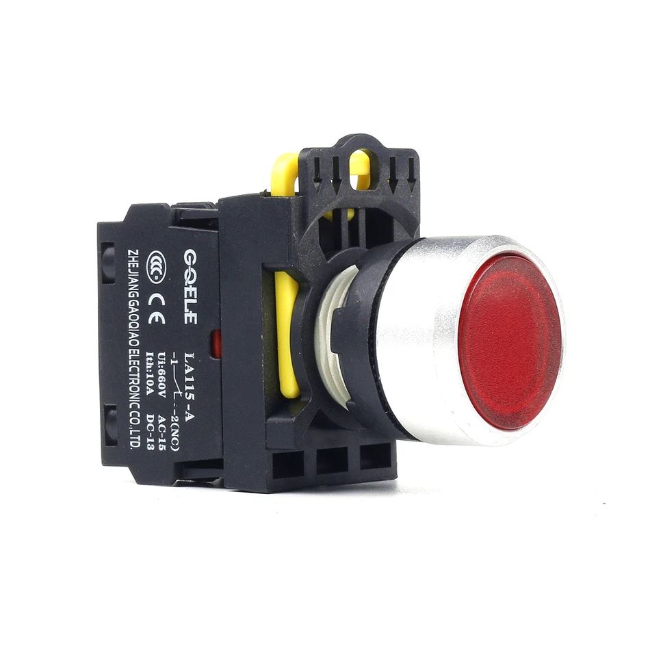 

5 PCS Push button switch Flush button LED Latching IP65 1NO 1NC 1NO+1NC 2NO 2NC LA115-A2-11D-G28