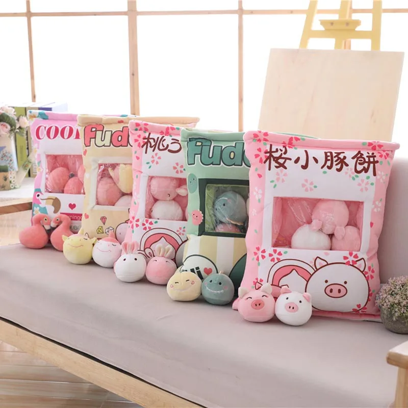 A Bag Of 8pcs Mini Mouse Cat Unicorn KT Plush Toys For Children Cartoon Pillow Japan Anime Figure Creative Gift For Kids or Her