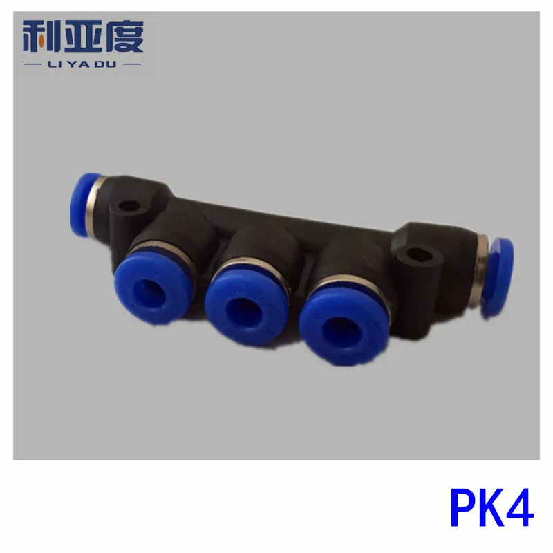 

10PCS/LOT PK4 Black/White Pneumatic quick joint quickly inserted tracheal plastic joint five