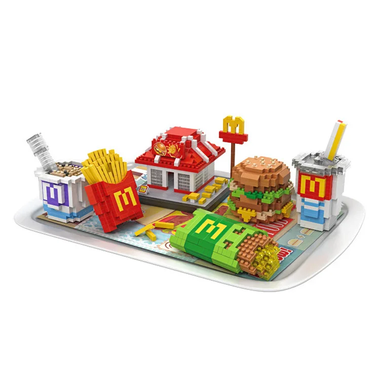 

Loz Delicious McDonald House Hamburger Coke Set Meal DIY Building Block Mini Diamond Nanoblock Educational Toys for Kids Gifts