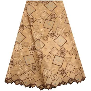 

Gold Nigerian Swiss Voile Lace In Switzerland High Quality African Dry Cotton Swiss Lace Fabrics With Stones For Men Dress S1568