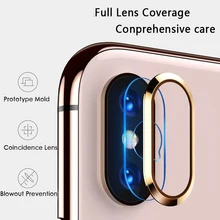 Metal Camera Lens Protective Ring+ Lens Protector 6D Transparent Tempered Glass Film For iPhone 6 6s Plus 7 8 Plus X XR XS Max