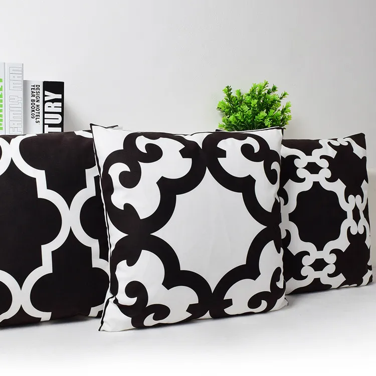 Геометрический абстрактный четырехлистник Бархатный Чехол для подушки черно-белый чехол для подушки бархатная декоративная подушка для дивана Чехлы