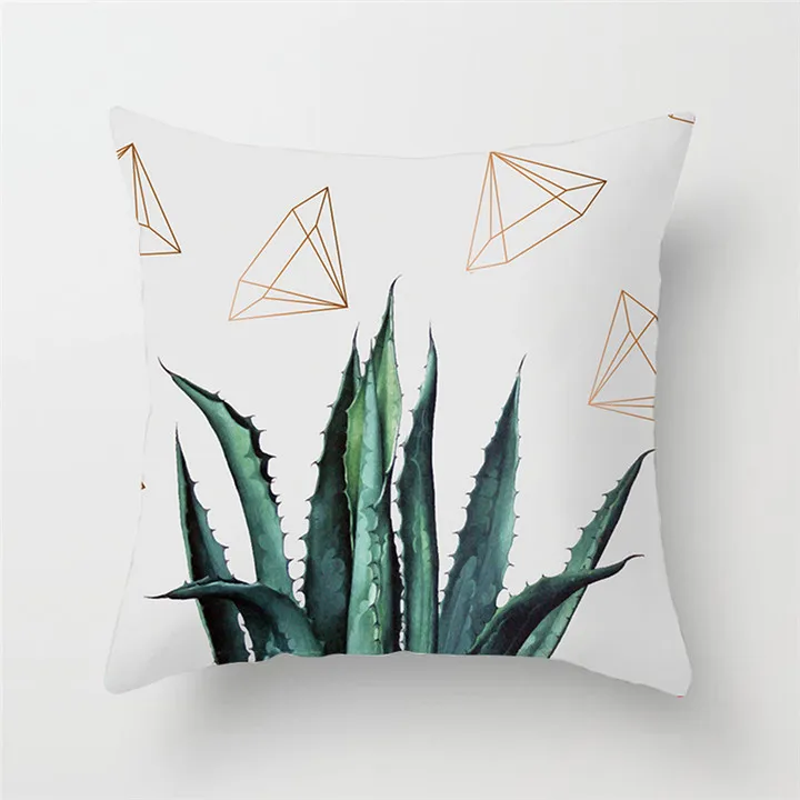 Fuwatacchi Green Cactus Cushion Cover Tropical Plant Pillow Cover for Home Chair Sofa Decorative Pillows Birds Pillowcases