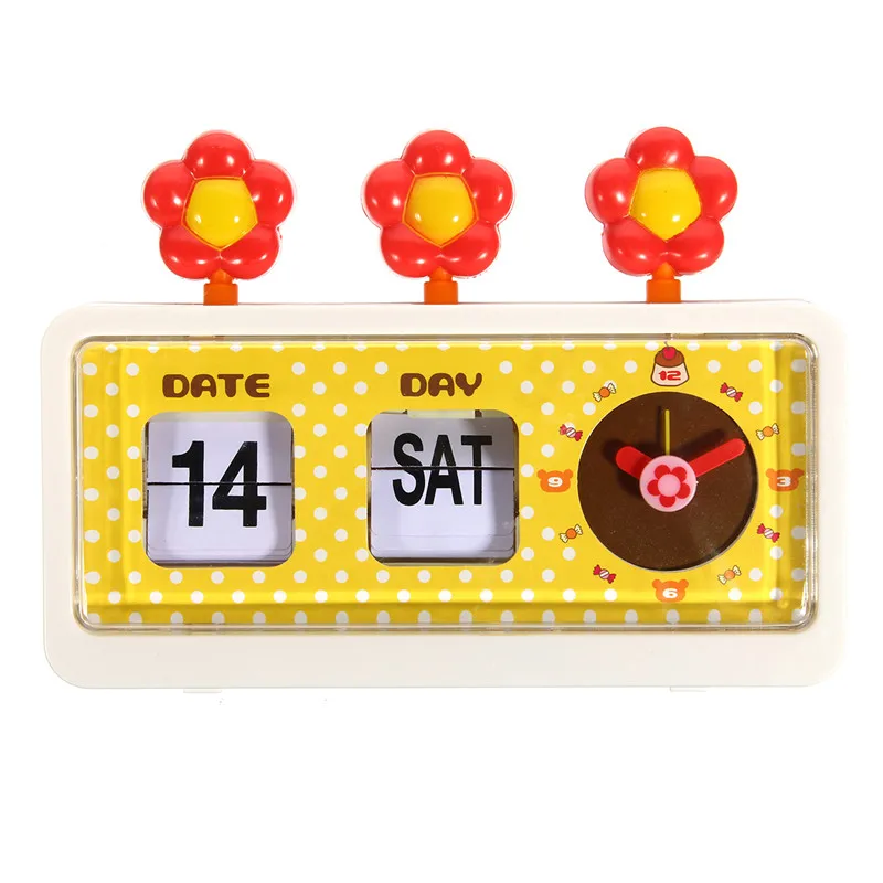 Флип цифровые часы календарь розовый белый черный синий фиолетовый ABS отображает день дата время идеально подходит для дома или офиса 3 кнопки - Цвет: Белый