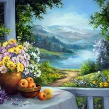 Удаленное изображение Искусство Ручная роспись креативная цифровая картина маслом DIY живопись по номерам 24 цвета пигментная щетка живопись