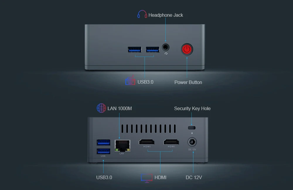 Мини-ПК Beelink BT3-X 4 Гб LPDDR4+ 64 ГБ Int Apollo Lake J3355 Bluetooth Int graphics 500 2,4 ГГц+ 5,8 ггц WiFi 1000 Мбит/с USB3.0