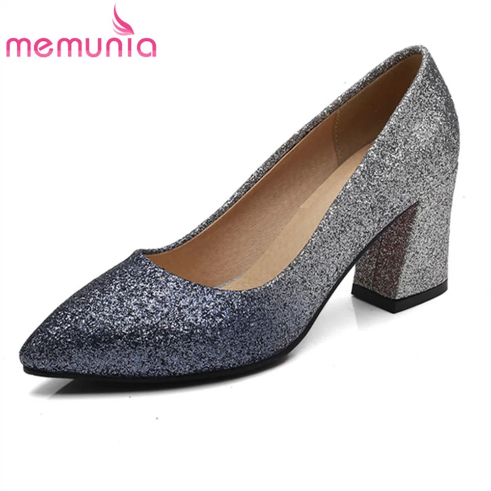 

MEMUNIA spring autumn pumps women shoes med heels office simple high heels pointed toe fashion popular dress shoes