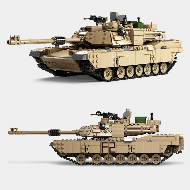 

Kazi 10000 1463pcs Military Tank 1:28 Abrams M1A2 Tank Cannon Deformation hummer cars Building Block Brick Toys For Children