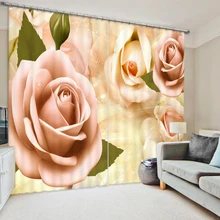 HD Colorful flowers 3D Blackout Luxury Curtains For Living room Bedding room Tapestry Wall Carpet Drapes
