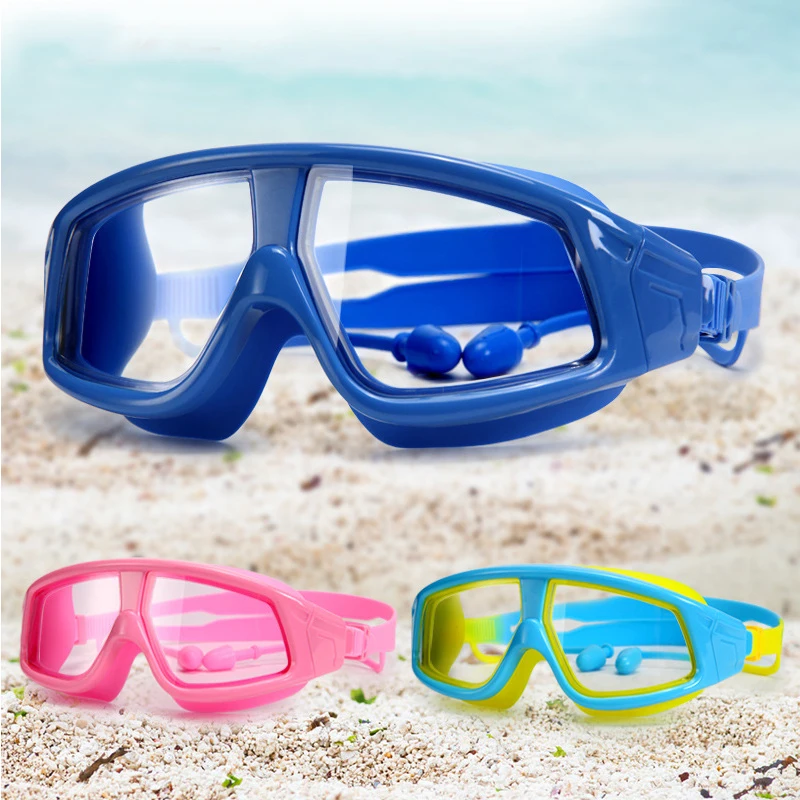 

Erapinky Swimming Goggles For Children Waterproof Anti-fog Kids Swim Goggles UV Protection Clear Glass with Earplug Accessories