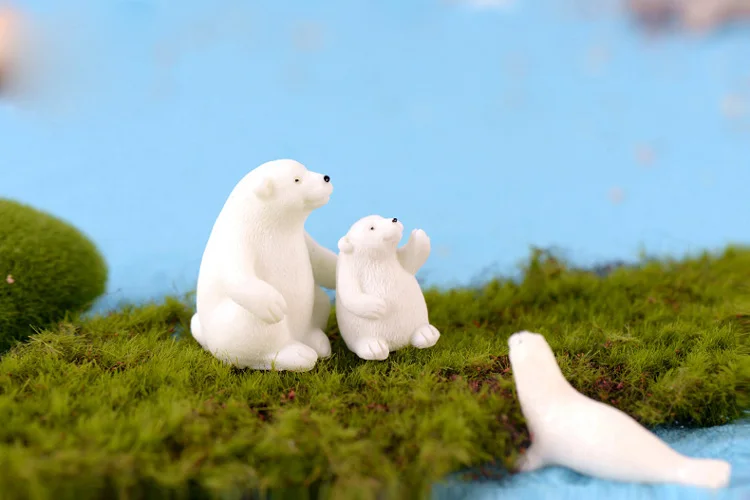 2 шт. мать сын белый медведь цифры Polar Bear животных модель Миниатюрные фигурки сказочный сад свадебные куклы украшения игрушка в подарок