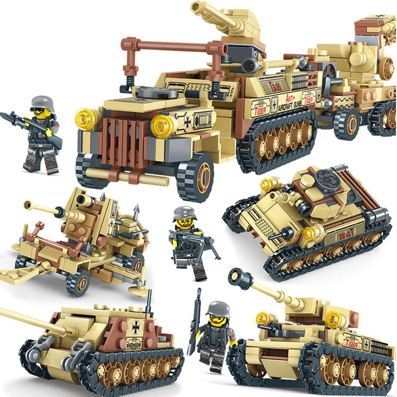 Hot 678PCS Military World War 2 Tank LegoINGLY Building Blocks Sets Miniature Gun Weapon Creator Army WW2 Soldiers Bricks | Игрушки и