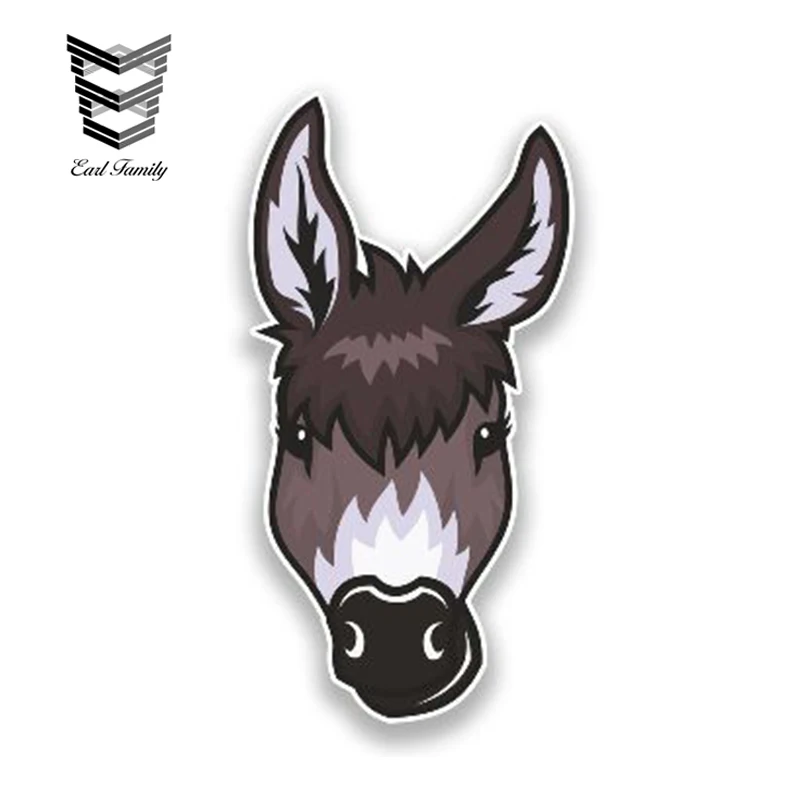 

EARLFAMILY 13cm x 6.5cm Funny Donkey Head Decal Cartoon Animal Car Sticker for Truck SUV Van Vehicle Glass Window Vinyl Graphics