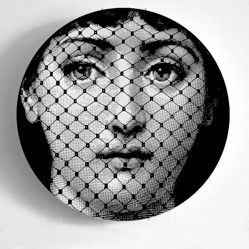 10-дюймовая шпилька для Fornasetti таблички для дома украшения Рождественские украшения для ужина пластина декоративная настенная посуда черный, белый цвет настенные тарелки - Цвет: 12