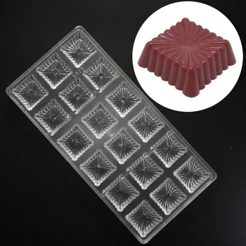 

Grainrain 18 Square Flower DIY Chocolate Molds Clear Hard Plastic Polycarbonate PC Mould