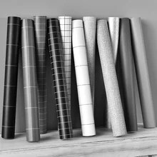 60 см x 5 м самоклеющиеся обои черный белый решетки ПВХ водонепроницаемый кухня ванная комната Гостиная общежития деревянные обои рулон