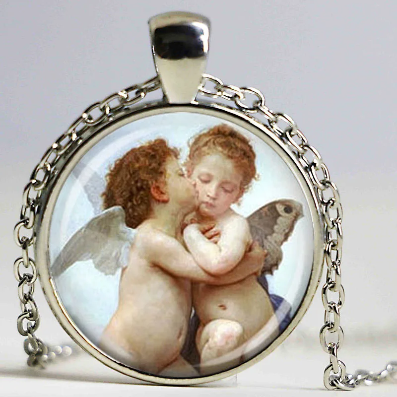 Ожерелье bouguereau first kiss cherubs angels ювелирное изделие | Украшения и аксессуары