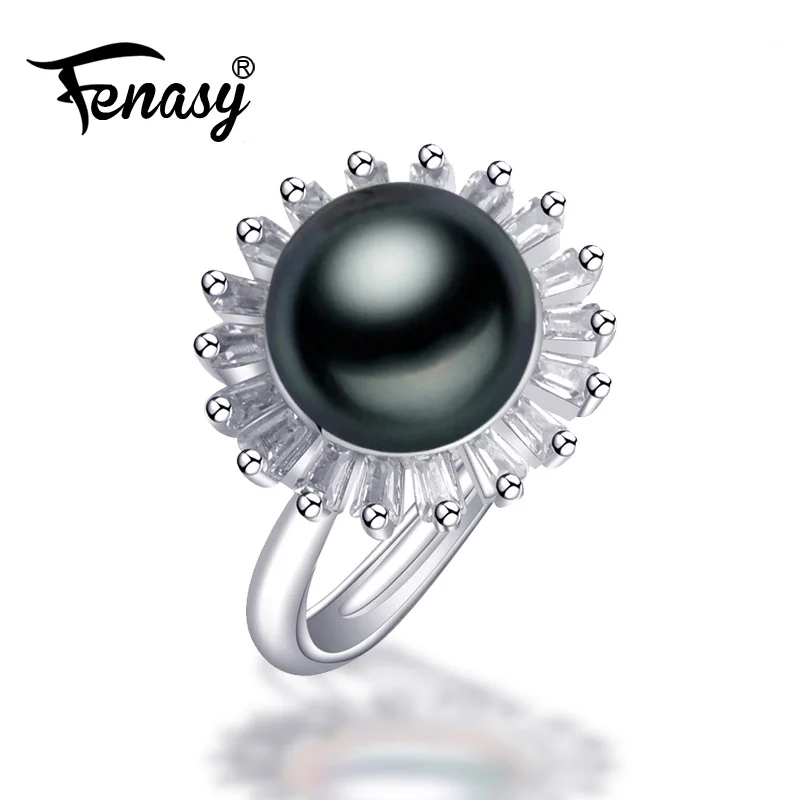 

FENASY Adjustable Natural Freshwater big party rings for women vintage 925 sterling silver fine jewelry With jewelry box