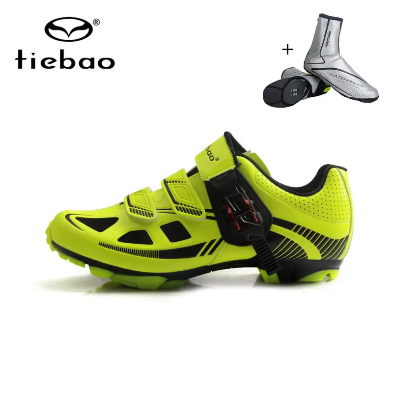 Tiebao обувь для горного велоспорта мужские спортивные кроссовки Outdppr обувь для горного велосипеда самоблокирующаяся велосипедная Обувь zapatillas mujer deportiva - Цвет: green with overshoes