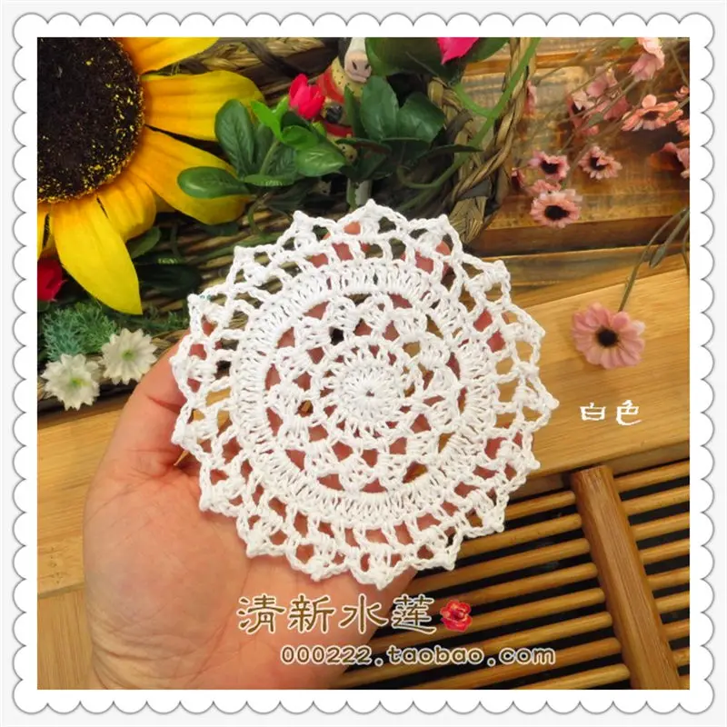 Новая ткань вязаная крючком doilies столовая посуда для украшения дома фетр 30 рис/Лот 11 см круглый коврик держатель чайной чашки - Цвет: Белый