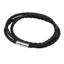 2018Multi-braided twist stainless steel buckle bracelet explosion models leather rope for women