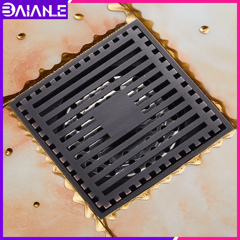 Bathroom Floor Drain Cover Square Brass Tile Insert Balcony Toilet Black Shower Drainer Strainer Anti-odor Floor Waste Grates Bathroom Floor Drain Cover Square Brass Tile Insert Balcony Toilet Black Shower Drainer Strainer Anti-odor Floor Waste Grates