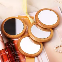 10PCS Pocket Mirror Wooden Makeup Convenience Mirror Beautiful hand held hand mirror environmental protection SE14