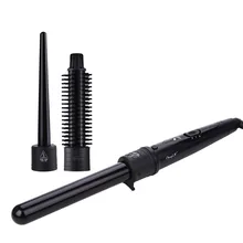 Многофункциональный Набор для завивки волос с 3 сменными палочками конусная Плойка для волос щетка для завивки волос с 3 температурными настройками 30