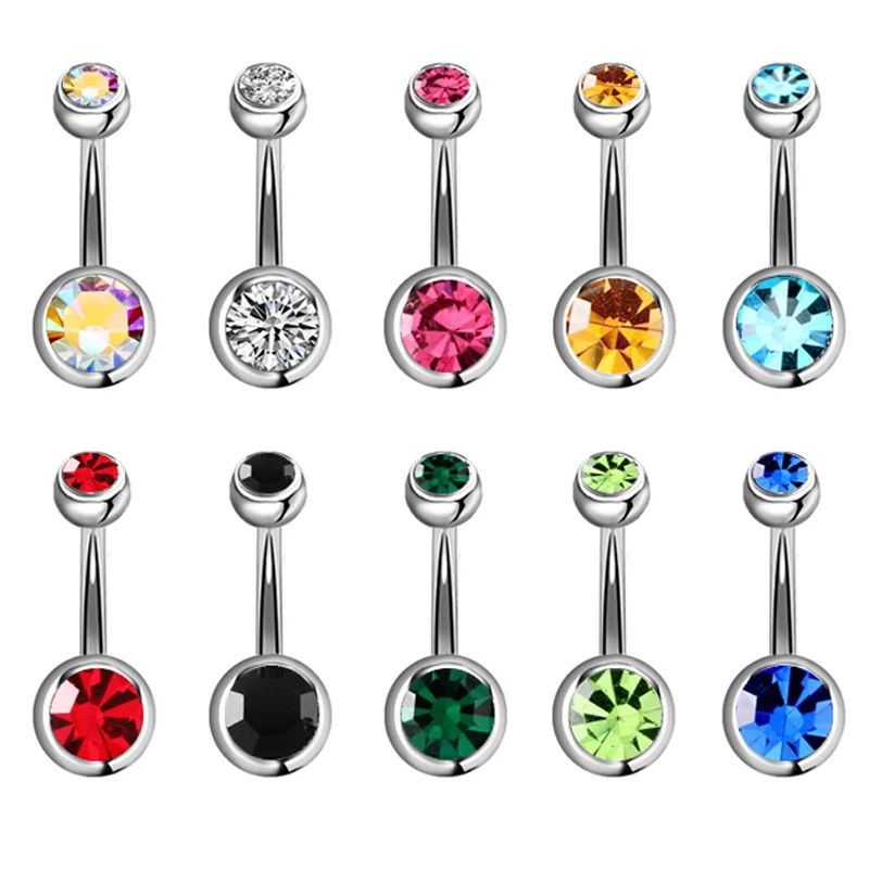 5/10/15/20pcs/lot Crystal Piercing Navel Surgical Steel Rhinestone Belly Button Rings Navel Piercing Ombligo Ball Nombril