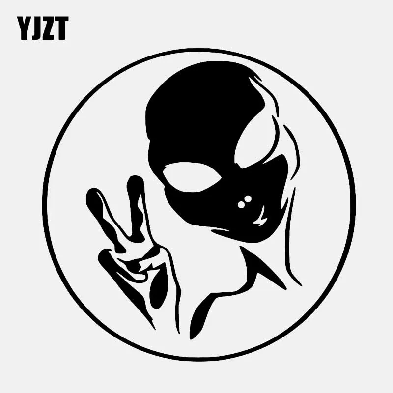 

YJZT 14.2CM*14.2CM UFO Alien Personality Car Sticker Vinyl Decal Black/Silver C3-0518