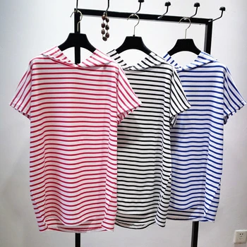 

2018 Fashion New Summer Dress Female Large Size Striped Hooded Casual Dress Women's Loose Patchwork Pullover J76