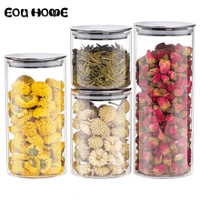 550/750/1000 мл стеклянная бутылка для хранения банок с Нержавеющая сталь крышкой Еда Чай лист сухой Товары бутылки, емкости для хранения специй Кухня контейнеров