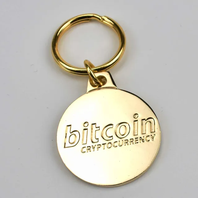 Hot 25mm Bitcoin Keychain Golded Or Antique Brass Plated Cryptocurrency Keychain 2 Colors 6