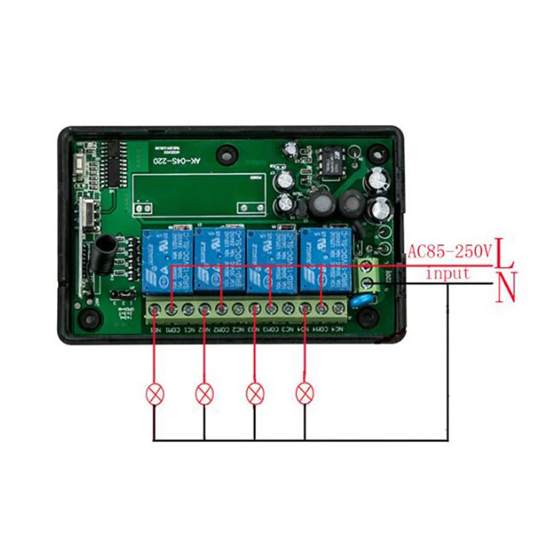 AC85v~ 250V 110V 230V 4CH RF Беспроводной дистанционного Управление реле безопасности Системы гаражные ворота электрические двери жалюзи