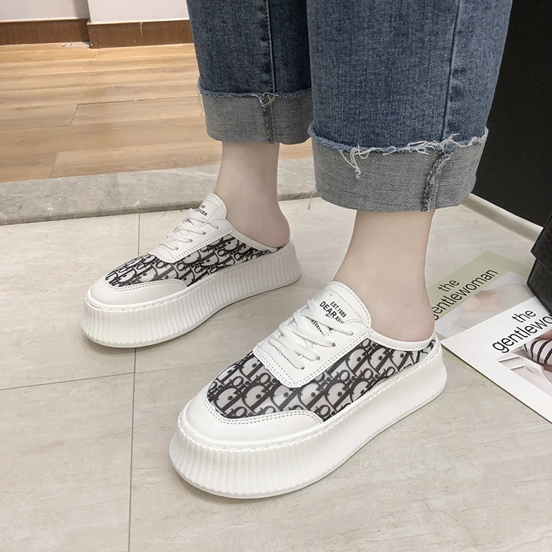 

2019 mixed colors sneakers platform shoes outside lace-up casual women slippers thick bottom slides summer spring zapatos mujer