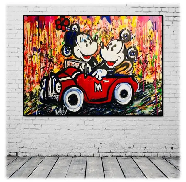 

free shipping hand painted Alec Monopoly graffiti pop art on canvas painting good for welding room decoration
