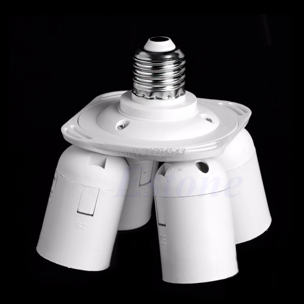 

4 in 1 E27 Base LED Light Lamp Bulb Adapter Holder Socket Splitter For Softbox R06 Drop Ship