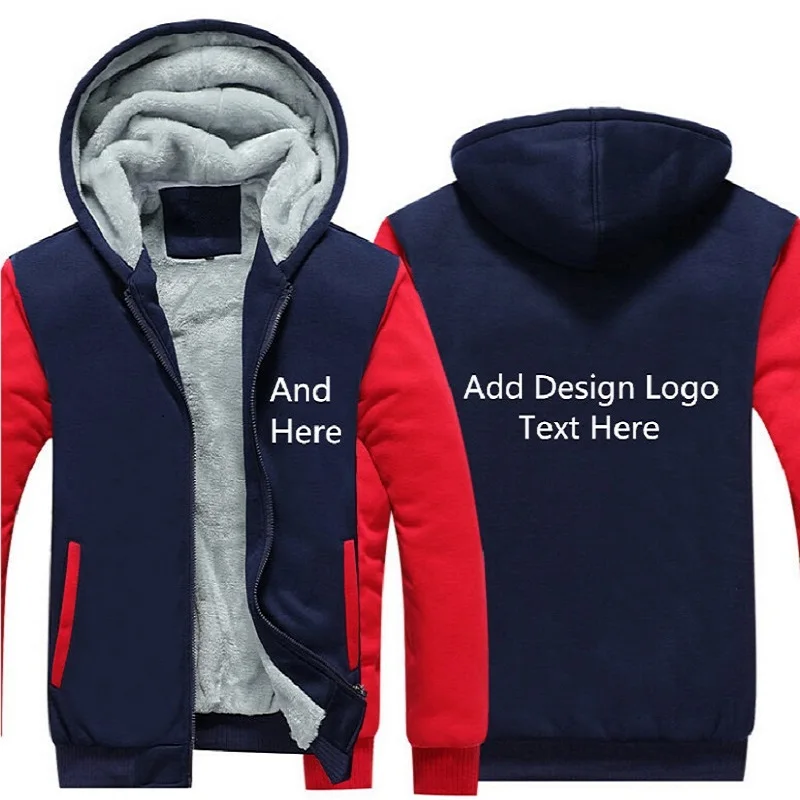 

Professionally High Quality custom Hoodie LOGO DIY Print Design Thicken Coat Jacket Men's Winter Casual Zipper Sweatshirts