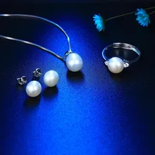 HENGSHENG Natural Freshwater Pearl Bridal Jewelry Sets for Women jewelry Wedding Ring with gift box