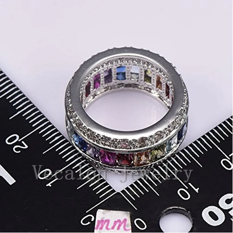 Vecalon, женское модное Ювелирное кольцо, 15ct, мутил, драгоценный камень, 5А, циркон, cz, 925 пробы, серебро, обручальное кольцо для женщин, подарок