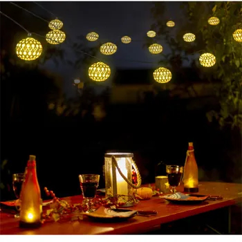 

RGB Lantern Night Light 10/20 LED Moroccan Ball Solar String Lights Blue Warm White And White Waterproof Fairy Globe Waterproof