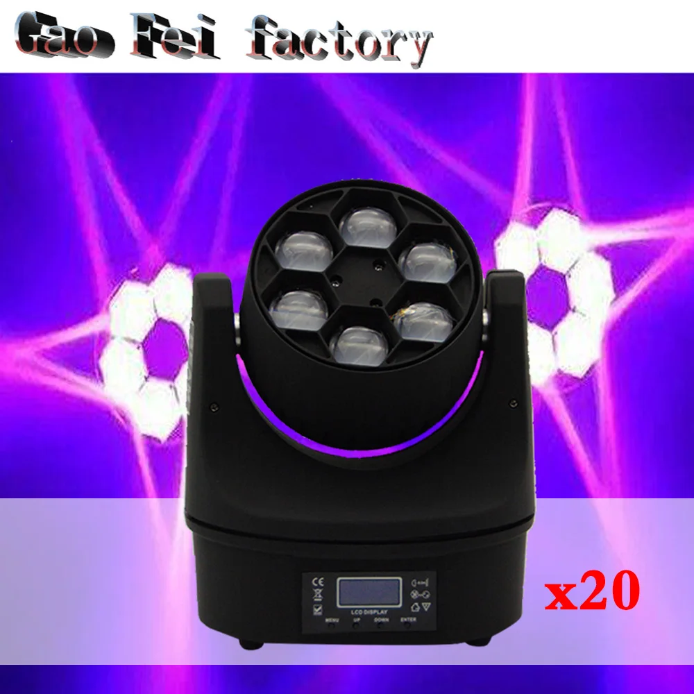 

20 Pcs 6X15W Bee Eye Moving Head Light Ultimate Rotate Beam Effect RGBW Stage