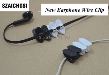 

SZAICHGSI black white Headphone Headset Earphones Cell Phone Cable Cord Wire Clip Holder for iphone 7 6 wholesale 1000pcs/lot
