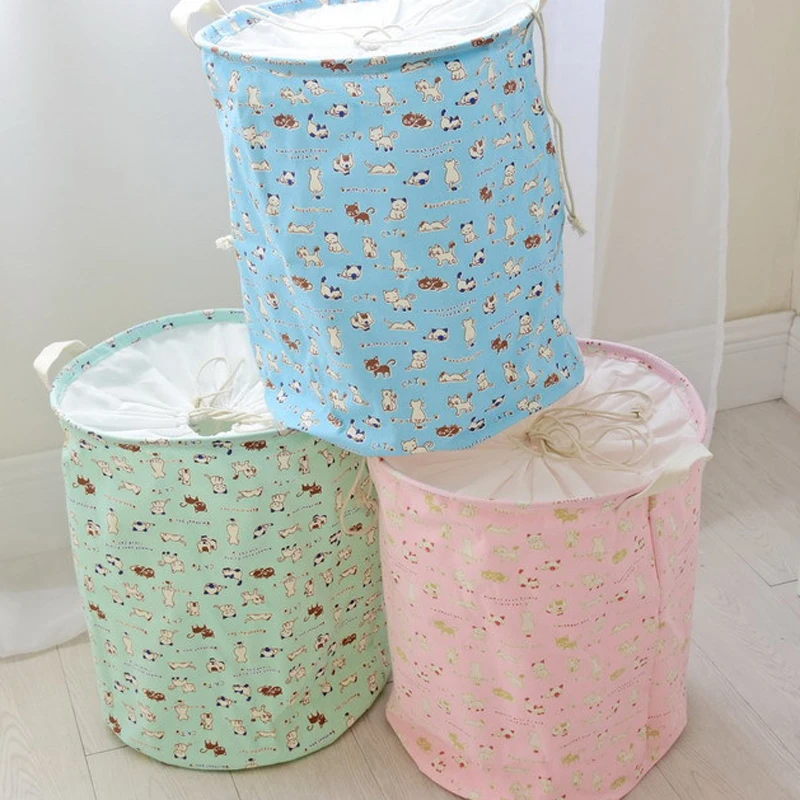 Pink Laundry Basket Baby Toys Storage Basket Folding Washing Laundry