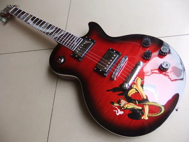 

New LP Custom Slash electric guitar/abalone cobra inlay in Cherry Red burst 110321